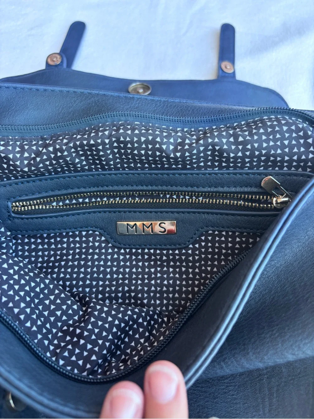 MMS Design Studio Navy Blue Convertible Vegan Leather Backpack Tote